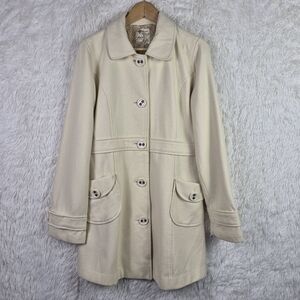 Tulle Beige Trench Coat with Button Accents